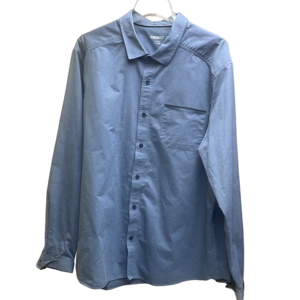 Mens OGIO Long Sleeve Light Grey Button Down Shirt Size XL
